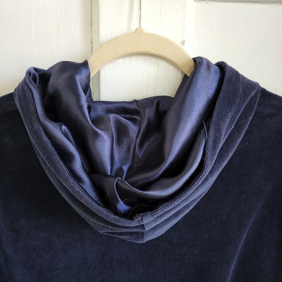 N.Y.L Navy Velour Zip Up Hoodie - Picture 6 of 12